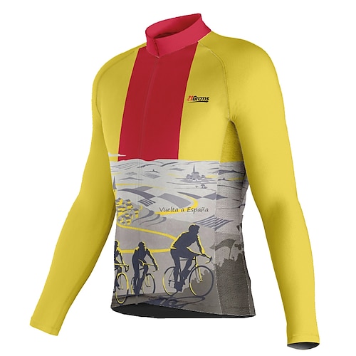 

21Grams Men's Cycling Jersey Long Sleeve Bike Top with 3 Rear Pockets Mountain Bike MTB Road Bike Cycling Breathable Quick Dry Moisture Wicking Reflective Strips Yellow Graphic Polyester Spandex