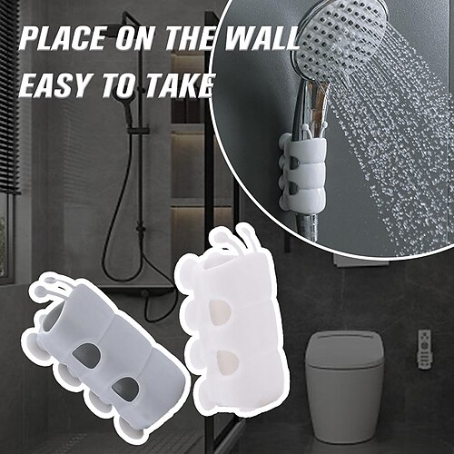 

Punch Free Shower Head Holder Wall Mount Silicone Bracket Reusable Stand Strong Vacuum Suction Cup Durable Bathroom Accessories Removable Silicone Shower Handheld Show Bracket Bathroom Gadget
