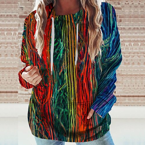

Women's Hoodie Sweatshirt Green Graphic Sports Long Sleeve 3XL