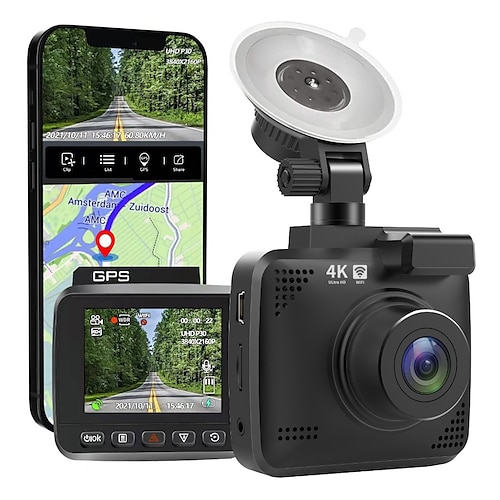 

V53-4K Car Dash Cam Built in WiFi GPS Car Dashboard Camera Recorder with UHD 2160P, 2.4"" LCD, 170° Wide Angle, WDR, Night Vision