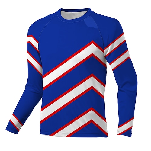 

21Grams Men's Downhill Jersey Long Sleeve Dark Blue Stripes Bike Breathable Quick Dry Polyester Spandex Sports Stripes Clothing Apparel / Stretchy