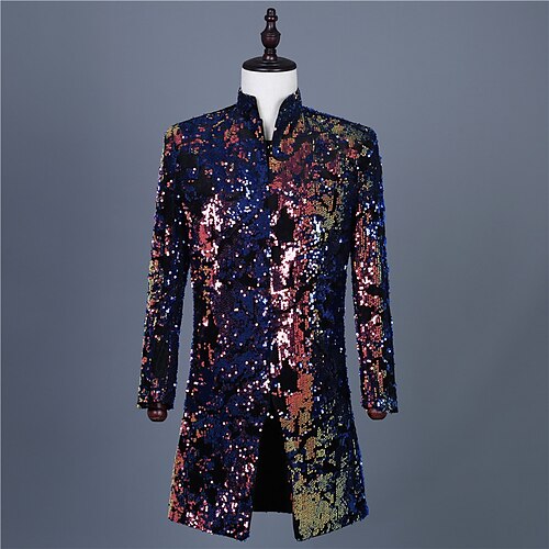 

Disco Retro Vintage 1970s Disco 1980s Coat Masquerade Outerwear Men's Sequins Costume Vintage Cosplay Party / Evening Long Sleeve Coat Masquerade