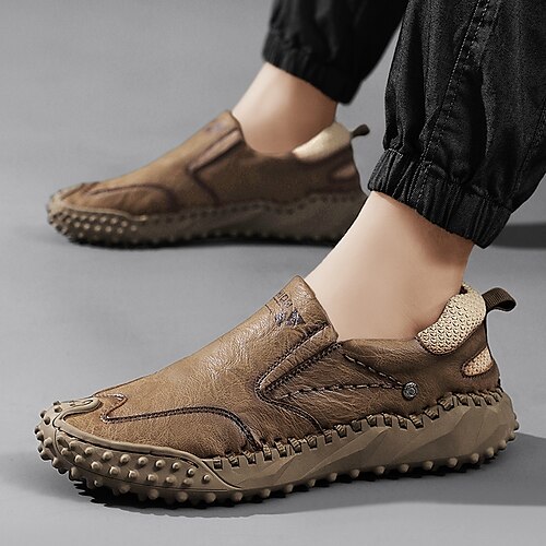 

Men's Loafers Slip-Ons Casual Classic Daily Office Career PU Black Gray Brown Spring Summer