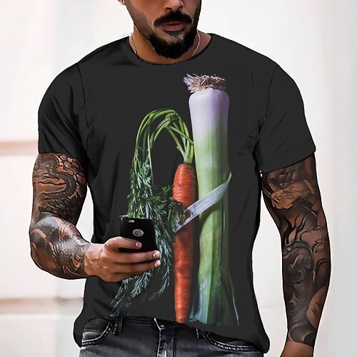 

Men's T shirt Tee Tee Graphic Round Neck Black Short Sleeve 3D Print Casual Daily 3D Print Tops Fashion Cool Designer Comfortable / Summer / Summer