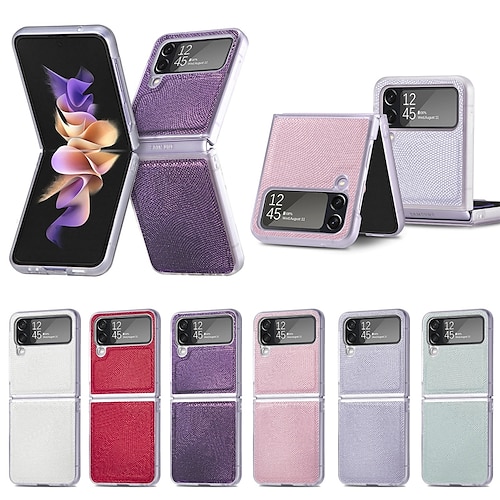 

Phone Case For Samsung Galaxy Flip Z Flip 4 Flip Shockproof Solid Colored PU Leather