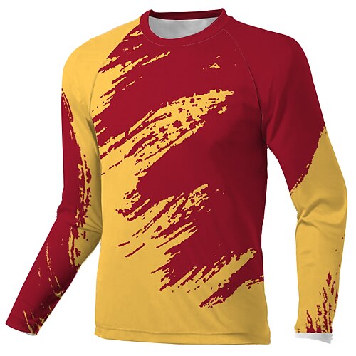 

Men's Downhill Jersey Long Sleeve Red Yellow Graffiti Bike Breathable Quick Dry Polyester Spandex Sports Graffiti Clothing Apparel / Stretchy