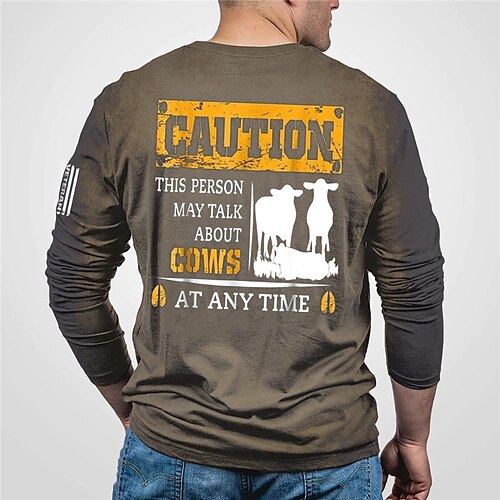 

Men's Unisex T shirt Tee 3D Print Graphic Prints Letter Animal Crew Neck Street Casual Print Long Sleeve Tops Designer Basic Vintage Big and Tall Brown