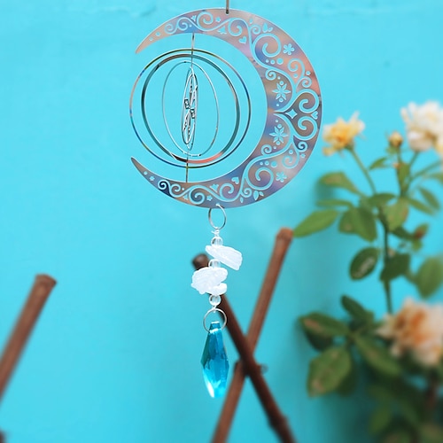 

Moon Wind Spinner Wind Chime Handmade Gift Dream Catcher Ornament Wall Hanging Outdoor Decor 10280.05cm