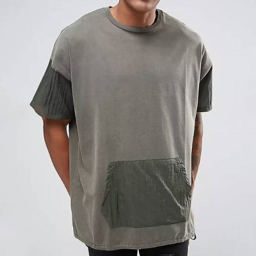 

Men's T shirt Tee Color Block Crew Neck Gray Street Daily Short Sleeve Patchwork Clothing Apparel Casual Comfortable / Summer