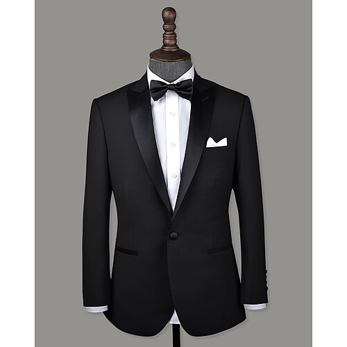 

Black Solid Color 55%Wool30%Silk15%linen Men's Jackets