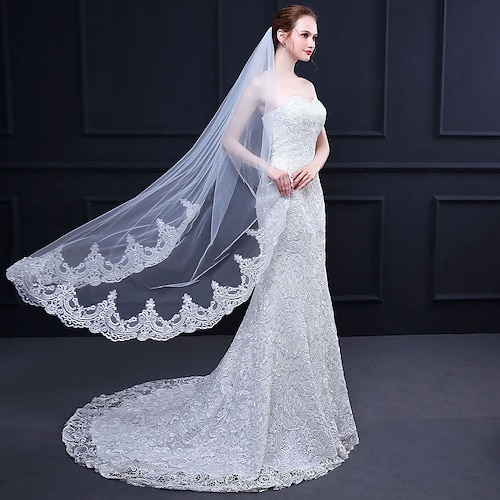 

One-tier Luxury / Sweet Wedding Veil Elbow Veils with Pure Color / Splicing 59.06 in (150cm) Tulle