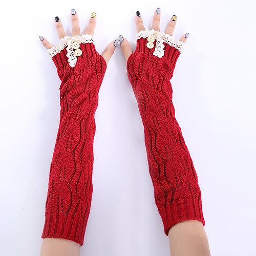 

Women's Fingerless Gloves Christmas Gloves Warm Winter Gloves Christmas Gift Daily Solid / Plain Color Knit Cosplay Warm 1 Pair