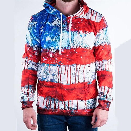 

Men's Unisex Hoodie Pullover Hoodie Sweatshirt Graphic Prints National Flag Print Hooded Sports Outdoor Daily Sports 3D Print Basic Casual Hoodies Sweatshirts Long Sleeve Red