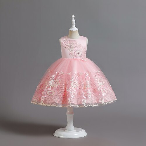 

Kids Little Girls' Dress Solid Colored Tulle Dress Party Daily Beaded Purple Pink Yellow Knee-length Sleeveless Princess Cute Dresses Spring Summer Slim 3-10 Years