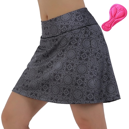 

21Grams Women's Cycling Skort Skirt Bike Skirt Bottoms Mountain Bike MTB Road Bike Cycling Sports Geometic 3D Pad Cycling Breathable Quick Dry Black Polyester Spandex Clothing Apparel Bike Wear