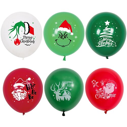 

50pcs Christmas Tree Reindeer Santa Claus Balloon for Gift Decoration Party 12 inch Emulsion