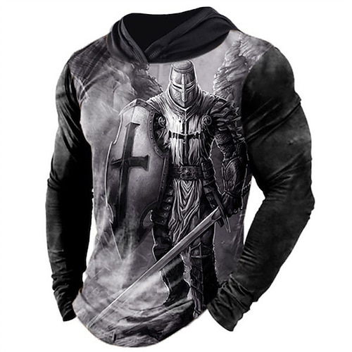 

Herren Unisex Hoodie Sweatshirt Kapuze Dunkelgray Mit Kapuze Farbblock Tempelritter Grafik-Drucke Patchwork Bedruckt Täglich Sport 3D-Druck Strassenmode Casual Groß und hoch Frühling Herbst