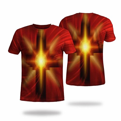 

Men's T shirt Tee Tee Graphic Round Neck Rainbow Short Sleeve 3D Print Casual Daily 3D Print Tops Fashion Cool Designer Comfortable / Summer / Summer