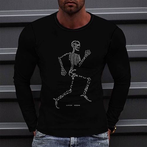 

Men's T shirt Tee Tee Graphic Round Neck Black Long Sleeve 3D Print Casual Daily Print Tops Fashion Designer Comfortable Big and Tall