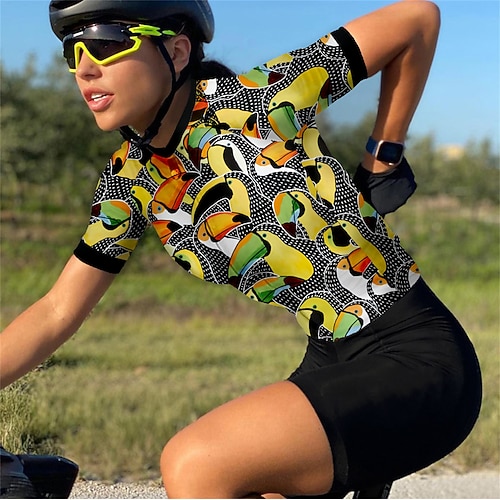 

21Grams Women's Cycling Jersey Short Sleeve Bike Top with 3 Rear Pockets Mountain Bike MTB Road Bike Cycling Quick Dry Moisture Wicking Yellow Bird Sports Clothing Apparel / Stretchy / Athleisure