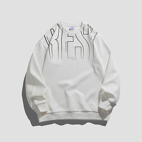 

Men's Sweatshirt Pullover Graphic Patterned Letter Print Sports Outdoor Daily Sports Hot Stamping Basic Casual Hoodies Sweatshirts White Black Khaki