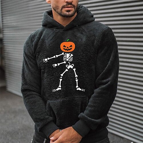 

Men's Pullover Hoodie Sweatshirt Graphic Skull Print Halloween Sports Outdoor Daily Sports Hot Stamping Designer Basic Hoodies Sweatshirts Black