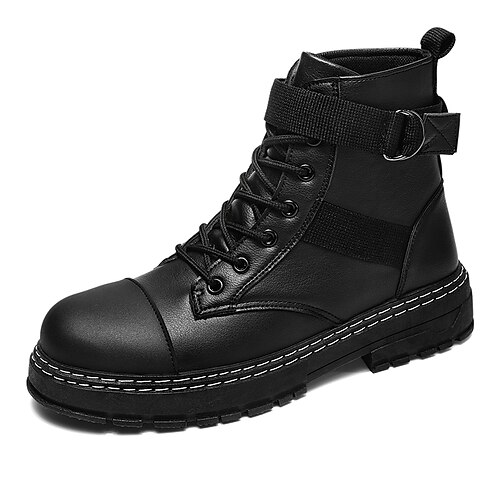 

Men's Boots Combat Boots Casual Daily Walking Shoes Nappa Leather Mid-Calf Boots Black Winter Fall