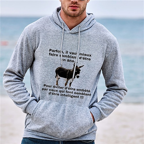 

Men's Pullover Hoodie Sweatshirt Hooded Graphic Letter Print Sports Outdoor Daily Sports Hot Stamping Basic Designer Hoodies Sweatshirts Long Sleeve Gray / Spring / Fall