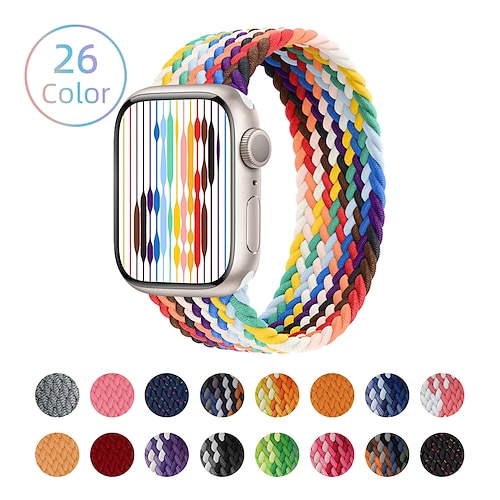 

Solo Loop Strap Compatible with Apple iWatch 49mm 45mm 44mm 42mm 41mm 40mm 38mm Ultra SE Series 8 7 6 5 4 3 2 1 for Smart Watch Band Wristband Nylon Women Braided Stretchy Elastic Breathable