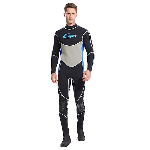 

YON SUB Men's Full Wetsuit 3mm SCR Neoprene Diving Suit Thermal Warm UPF50 High Elasticity Long Sleeve Full Body Back Zip Knee Pads - Diving Surfing Scuba Water Sports Patchwork Spring Summer Winter