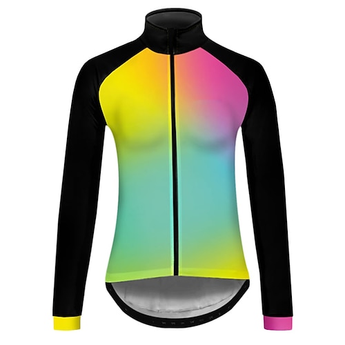 

21Grams Women's Cycling Jersey Long Sleeve Bike Top with 3 Rear Pockets Mountain Bike MTB Road Bike Cycling Breathable Quick Dry Moisture Wicking Reflective Strips Yellow Gradient Polyester Spandex