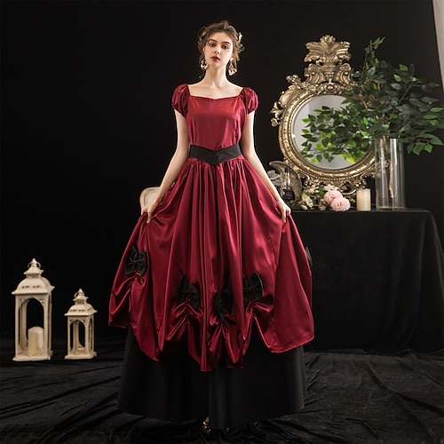 

Princess Shakespeare Gothic Rococo Victorian Vintage Inspired Dress Party Costume Masquerade Women's Costume Vintage Cosplay Party Masquerade Wedding Party 3/4-Length Sleeve Ball Gown Dress Christmas