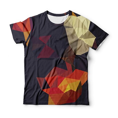 

Men's Unisex T shirt Tee 3D Print Color Block Graphic Prints Crew Neck Street Daily Print Short Sleeve Tops Casual Classic Big and Tall Sports Orange / Summer