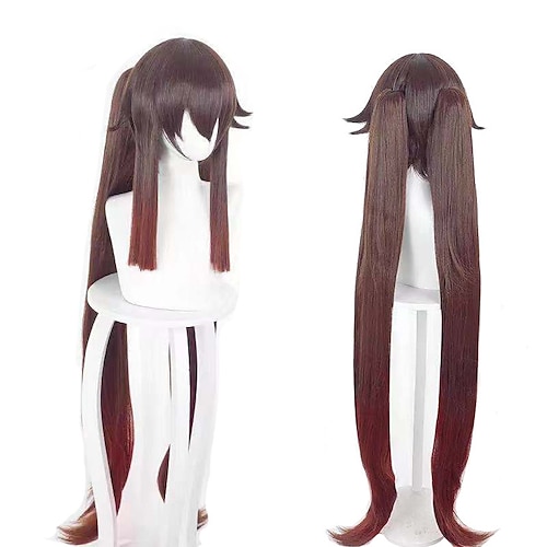 

Genshin Impact Cosplay Cosplay Wigs Women's Layered Haircut Long With Bangs 43.3 inch Heat Resistant Fiber Natural Straight Dark Brown Teen Adults' Anime Wig