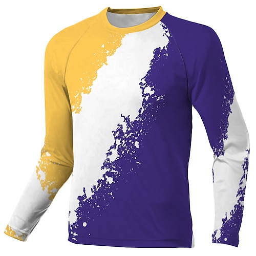 

Men's Downhill Jersey Long Sleeve Purple Patchwork Bike Breathable Quick Dry Polyester Spandex Sports Patchwork Clothing Apparel / Stretchy