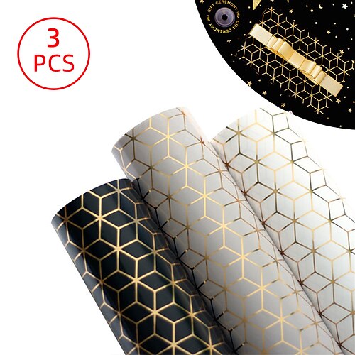 

3pcs Birthday Anniversary Bronzing Wrapping Paper for Gift Decoration Party 2820 inch Art paper