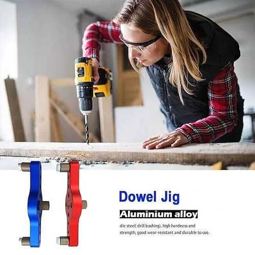 

Dowel Jig Straight Hole Drilling Positioner Self-Centering 6 8 10mm Drill Bit Kit Wooden Dowels Adjustable Woodworking Locator Tool