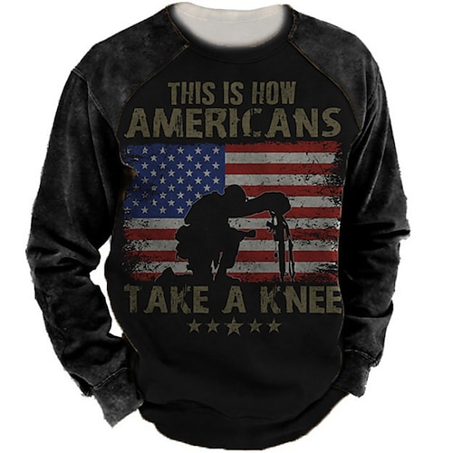 

Men's Unisex Sweatshirt Pullover Black Crew Neck Graphic Prints National Flag Print Daily Sports Holiday 3D Print Vintage Streetwear Designer Spring & Fall Clothing Apparel Hoodies Sweatshirts Long