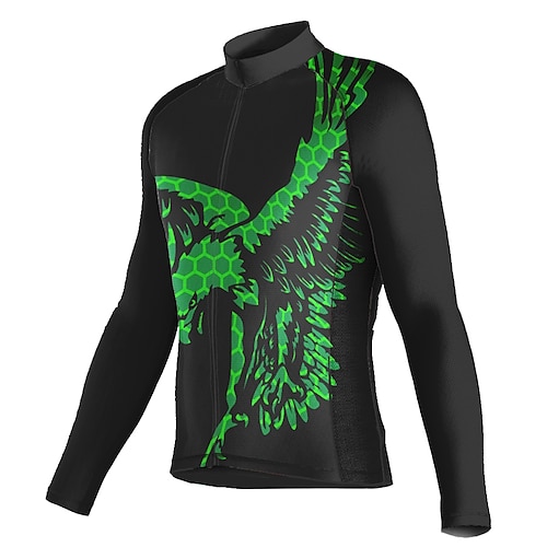 

21Grams Men's Cycling Jersey Long Sleeve Bike Top with 3 Rear Pockets Mountain Bike MTB Road Bike Cycling Breathable Quick Dry Moisture Wicking Reflective Strips Black Eagle Polyester Spandex Sports