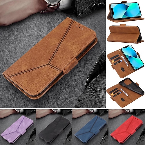 

Phone Case For Samsung Galaxy Wallet Card A33 S22 Ultra Plus S21 FE S20 A52 Anti-theft Card Holder Slots Magnetic Flip Solid Colored TPU PU Leather