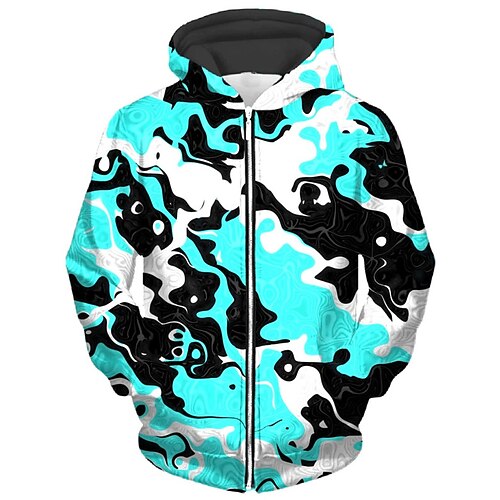 

Men's Unisex Full Zip Hoodie Jacket Hooded Graphic Prints Zipper Print Sports Outdoor Daily Sports 3D Print Basic Streetwear Hoodies Sweatshirts Long Sleeve Blue