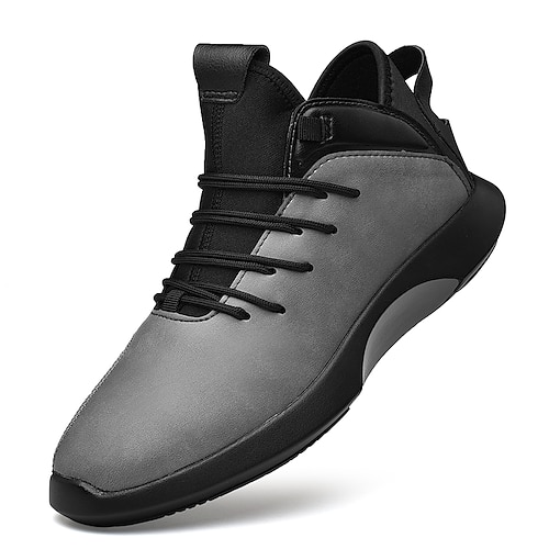 

Men's Oxfords Sporty Look Fur Lined Sporty Outdoor Daily Walking Shoes Microfiber Mid-Calf Boots Black and White Black Gray Winter Fall