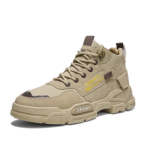 

Men's Boots Work Boots Sporty Outdoor Hiking Shoes PU Black Khaki Winter