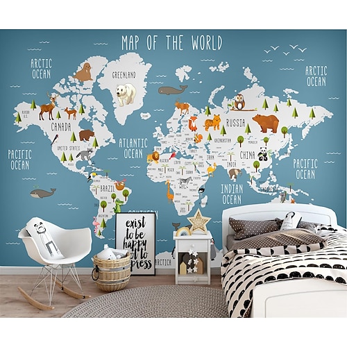 

Mural Cartoon Paradise Map 3D Home Decoration Comtemporary Classic Wall Covering Canvas Material Self adhesive Wallpaper Mural Wall Cloth Room Wallcovering