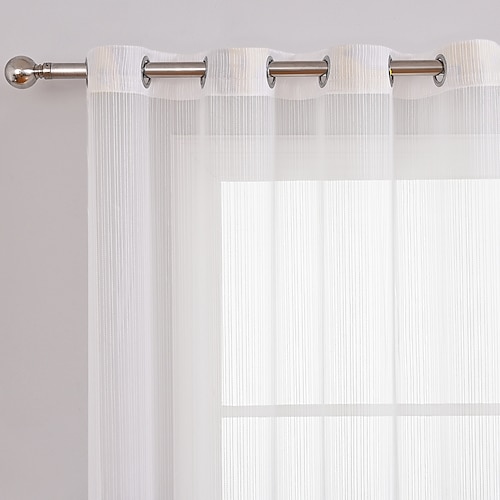 

1 Panel White Sheer Curtains, Solid Voile with Grommet Top for Living Room/Bedroom