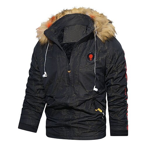 

Men's Winter Jacket Winter Coat Hoodie Jacket Windproof Warm Street Daily Holiday Zipper Hoodie Casual Casual Daily Comfortable Jacket Outerwear Print Pocket Blue Yellow Red / Long Sleeve