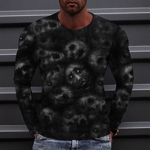 

Men's T shirt Tee Tee Graphic Round Neck Black Long Sleeve 3D Print Casual Daily Print Tops Fashion Designer Comfortable Big and Tall