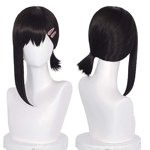 

Probeauty Black Cosplay Wig for Chainsaw Man Women Anime Higashiyama Kobeni Cosplay Wig with Hairbins