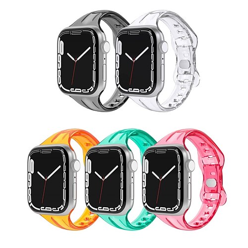 

1PC Smart Watch Band Compatible with Apple iWatch Series 8 7 6 5 4 3 2 1 SE Sport Band for iWatch Smartwatch Strap Wristband TPU Waterproof Adjustable Transparent