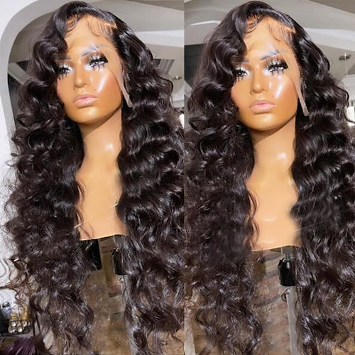 

Remy Human Hair 13x4 Lace Front Wig Free Part Brazilian Hair Loose Wave Black Wig 130% 150% Density with Baby Hair Natural Hairline 100% Virgin Glueless Pre-Plucked For Women wigs for black women Long